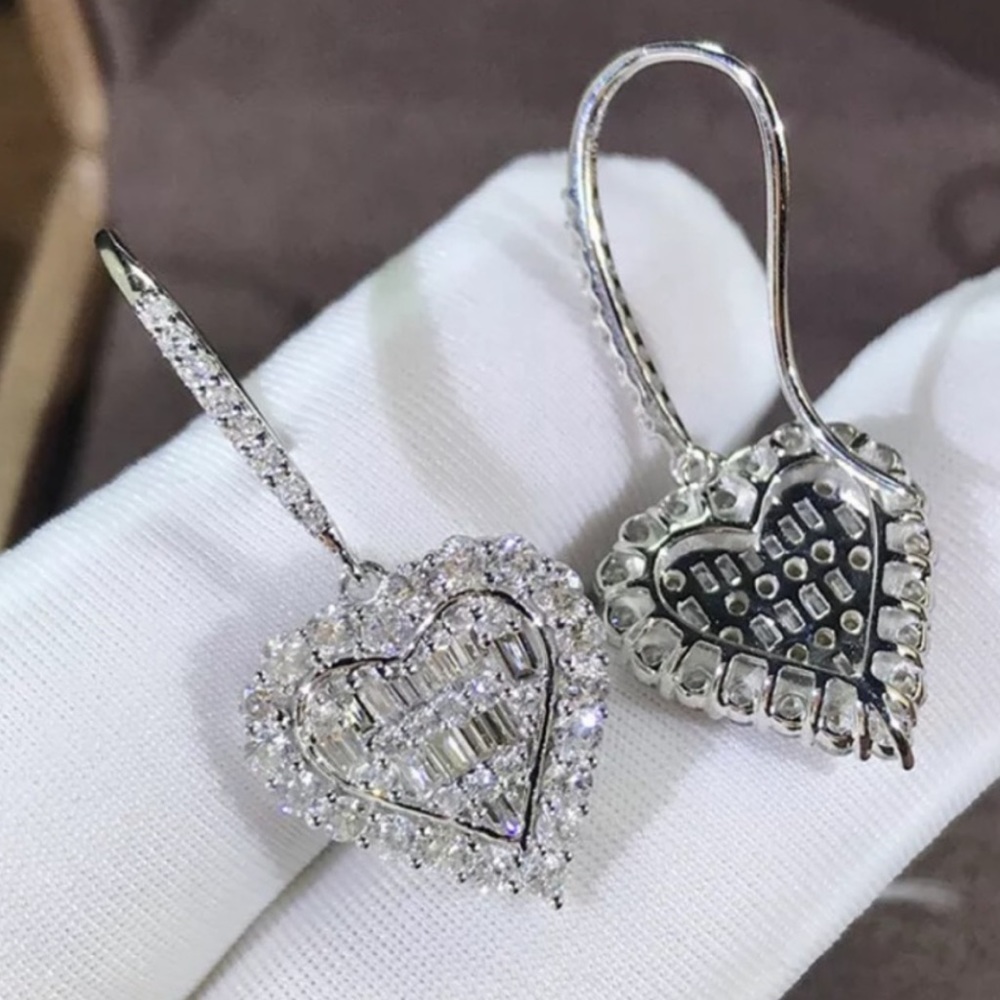 NEW DIAMOND SILVER DROP EARRINGS - Picture 4 of 5